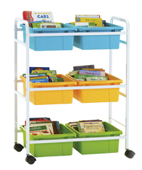 Image for Copernicus Small Book Browser Cart with Vibrant Cool Tubs, 28 x 15-3/4 x 36-1/2 Inches from School Specialty