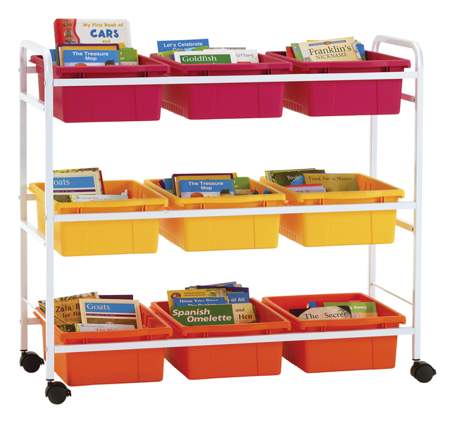 Copernicus Book Browser Cart with Vibrant Warm Tubs, 40-1/2 x 15-3/4 x 36-1/2 Inches, Item Number 2096435