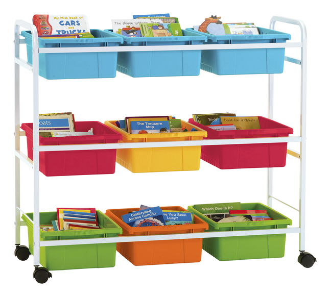 Copernicus Book Browser Cart with Vibrant Tubs, 40-1/2 x 15-3/4 x 36-1/2 Inches, Item Number 2096436