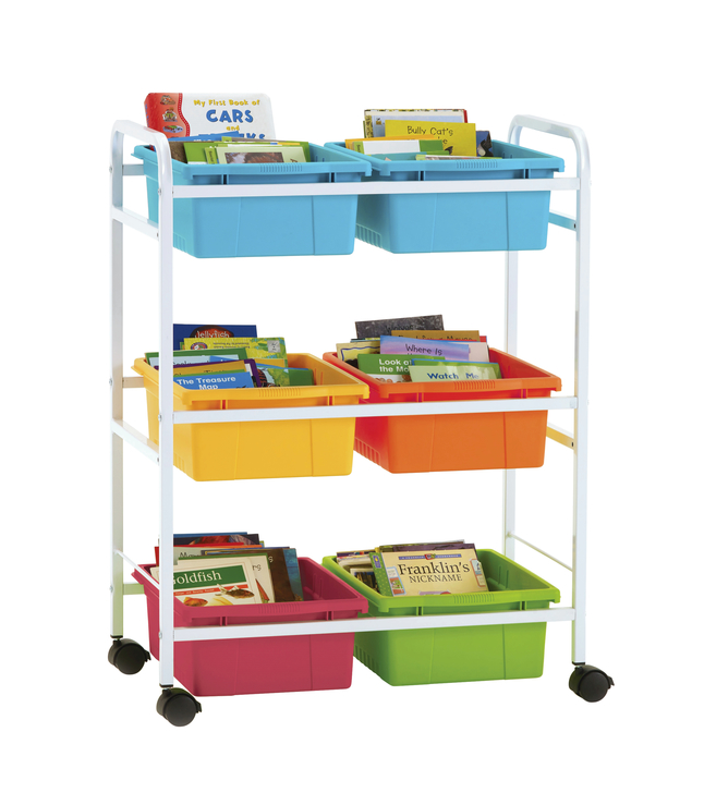 Copernicus Small Book Browser Cart with Vibrant Tubs, 28 x 15-3/4 x 36-1/2 Inches, Item Number 2096439