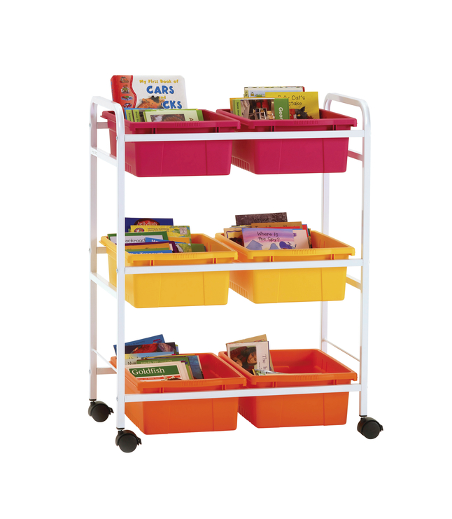 Copernicus Small Book Browser Cart with Vibrant Warm Tubs, 28 x 15-3/4 x 36-1/2 Inches, Item Number 2096440