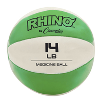 Champion Sports Rhino Leather Medicine Ball, 14 Pounds, Green/White, Item Number 2096702