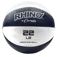 Champion Sports Rhino Leather Medicine Ball, 22 Pounds, Black/White, Item Number 2096709