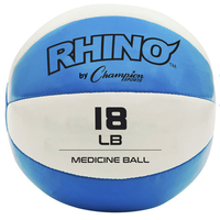 Champion Sports Rhino Leather Medicine Ball, 18 Pounds, Blue/White, Item Number 2096712