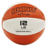 Champion Sports Rhino Leather Medicine Ball, 12 Pounds, Orange/White, Item Number 2096715