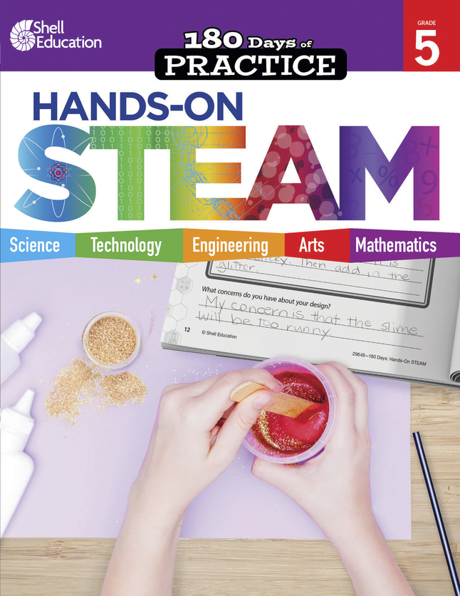 Image for Shell Education Workbook 180 Days of Hands-On-Steam, Grade 5 from School Specialty