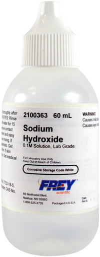 Frey Scientific, Sodium Hydroxide, 0.1M, 60 Milliliters, Item Number 2100363