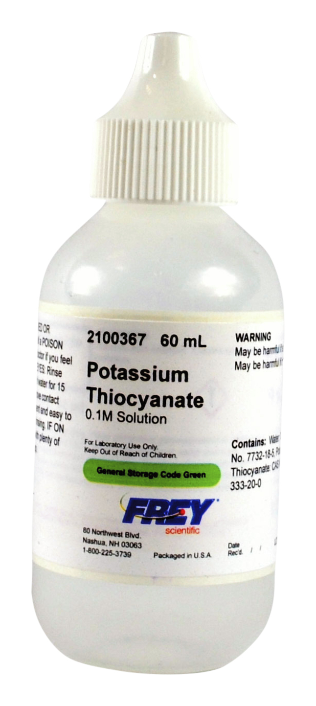 Frey Scientific, Potassium Thiocyanate, 0.1M, 60 Milliliters, Item Number 2100367