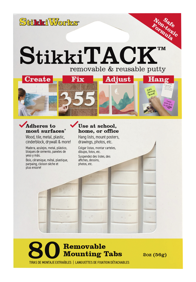 Surebonder Stikki Tack Removable Adhesive Mounting Tabs, White, Pack of 80  Tabs