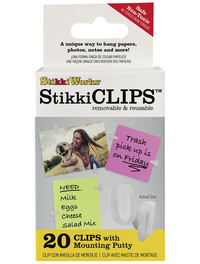 Surebonder Stikki Clips with Mounting Putty, White, Pack of 20, Item Number 2100836