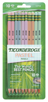 Ticonderoga Wood-Cased Pre-Sharpened Pencils #2 HB Soft, Pastel, Pack of 10, Item Number 2101102