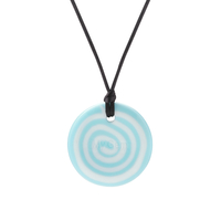 Chewigem Button Necklace, Blue White Swirl, Item Number 2101394