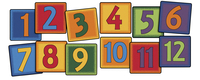 Carpets for Kids KID$Value PLUS Simple Numbers Seating Squares, 16 x 16 Inches, Set of 12, Multicolored, Item Number 2101476