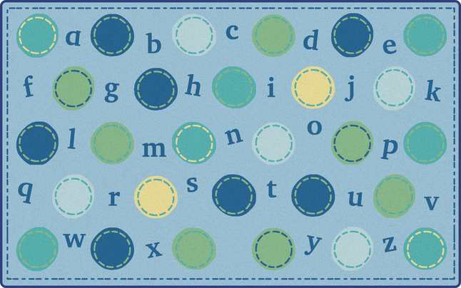 Carpets for Kids Seating KIDSoft Alphabet Dots Rug, 6 Feet x 9 Feet, Rectangle, Blue, Item Number 2101508