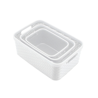 Image for Advantus Nantucket Weave Bins, White with White Rim, Set of 3 from School Specialty