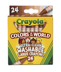 Crayola Colors of the World Ultra-Clean Washable Crayons, Assorted Skin Tone Colors, Set of 24, Item Number 2102435