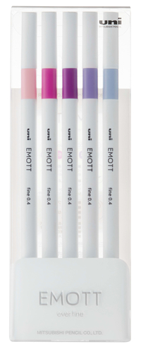 uni EMOTT Fineliner Marker Pen, 0.4 mm, Assorted Floral Colors, Set of 5, Item Number 2102504