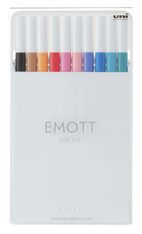 uni EMOTT Fineliner Marker Pen, 0.4 mm, Assorted Pastel Colors, Set of 10, Item Number 2102505