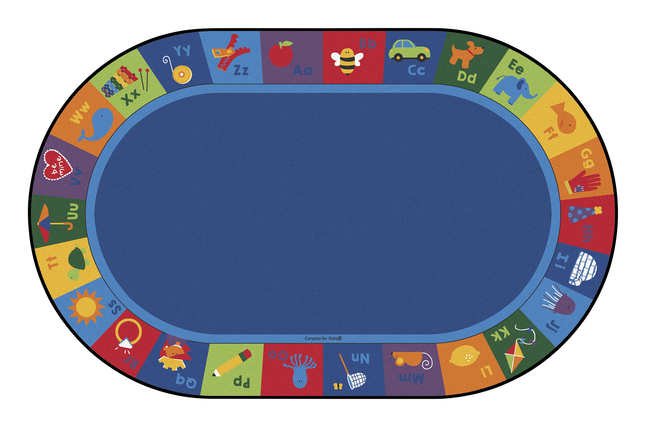 Carpets for Kids Sequential Seating Literacy Rug, 7 Feet 6 Inches x 12 Feet, Oval, Multicolored, Item Number 2102586