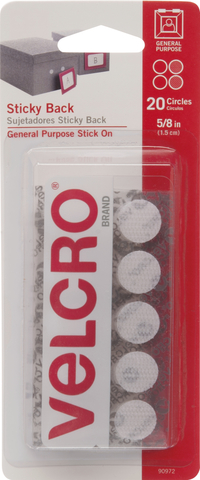 VELCRO Brand Sticky Back Hook and Loop Fasteners, 5/8 Inch Coins,White, Pack of 20, Item Number 2102627