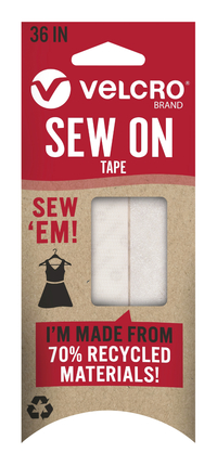 VELCRO Brand ECO Collection Sew On Tape, 3/4 Inch X 36 Inches, White, Item Number 2102629