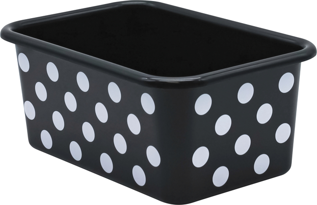 Teacher Created Resources White Polka Dots on Black Small Plastic Storage Bin, Item Number 2102682