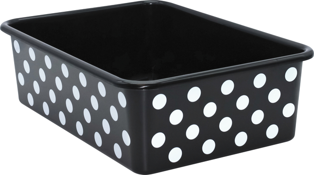 Teacher Created Resources White Polka Dots on Black Large Plastic Storage Bin, Item Number 2102701