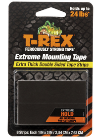 Duck Brand T-Rex Extreme Hold Mounting Tape Strips, 1 Inch x 3 Inches, Black, Item Number 2102923