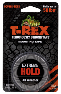 Duck Brand T-Rex Extreme Hold Mounting Tape, 1 Inch x 60 Inches, Black, Item Number 2102997
