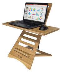 Victor High Rise Acacia Wood Laptop Standing Desk w/Two Worksurface Trays, 25 x 12 x 24 Inches, Item Number 2103080