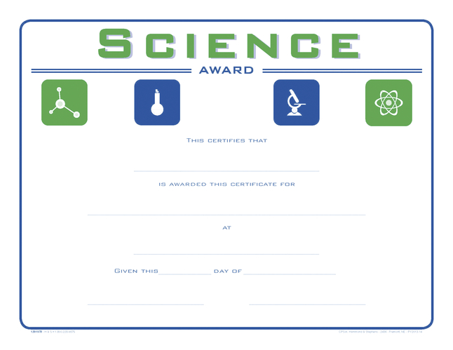 Image for Hammond & Stephens Raised Print Science Recognition Award, 11 x 8-1/2 inches, Pack of 25 from School Specialty