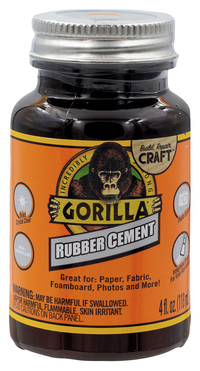 Gorilla Glue Rubber Cement with Brush, 4 Ounces, Item Number 2103232