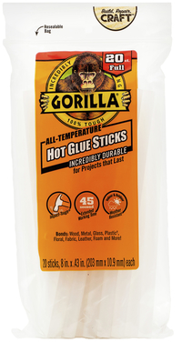 Gorilla Glue 8 Inch Full-Size Hot Glue Sticks, Pack of 20, Item Number 2103236