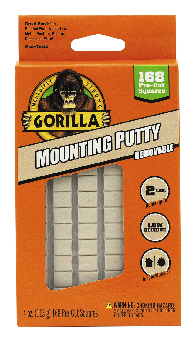 Gorilla Glue Removable Mounting Putty Squares, 4 Ounce Pack of 168