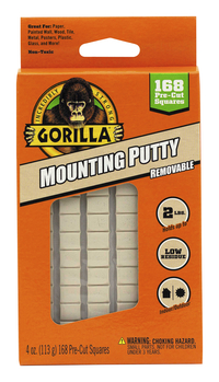 Gorilla Glue Removable Mounting Putty Squares, 4 Ounce Pack of 168, Item Number 2103237