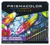 Prismacolor Premier Dual Ended Art Markers, Chisel/Fine Tip, Assorted Pastel Colors, Set of 12, Item Number 2103382