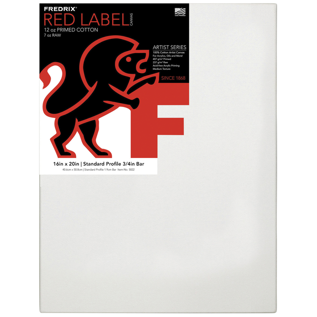 Fredrix Red Label Artist Canvas, Standard Profile, 16 x 20 Inches, Each, Item Number 2103492