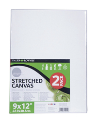 Daler-Rowney Simply Stretched Canvas, 9 x 12 Inches, Pack of 2, Item Number 2103504