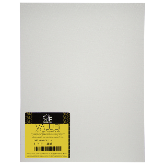 Fredrix Cut Edge Panel Canvas, 11 x 14 Inches, Pack of 25, Item Number 2103515