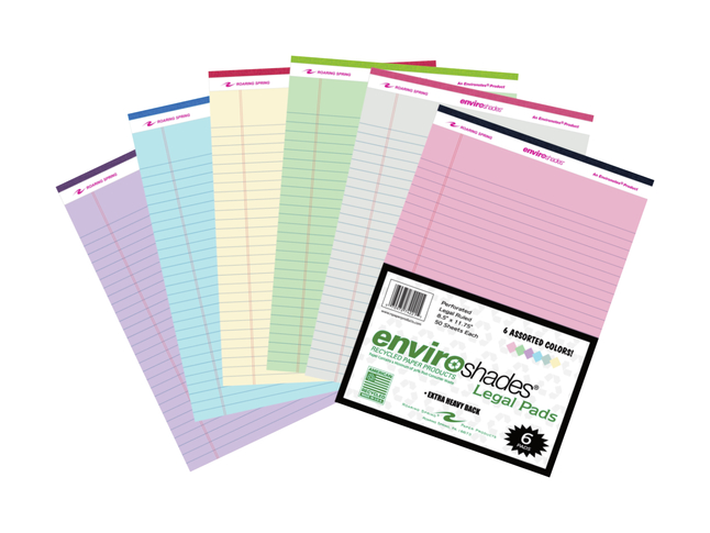 Image for Roaring Spring Legal Pad, 8-1/2 x 11-3/4 Inch, 50 Sheets, 6 Pack, Asst Color Paper from School Specialty
