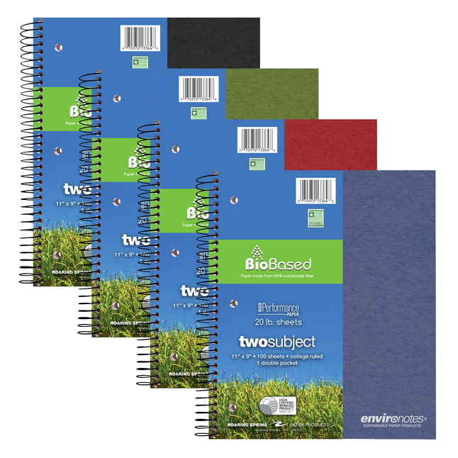 Image for Roaring Spring 2 Subject Environotes Notebook, College Ruled, 11 x 9 Inch, White, 100 Sheets from School Specialty
