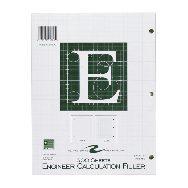 Image for Roaring Spring 5 x 5 Grid Paper, 8-1/2 x 11 Inch, Green, 500 Sheets from School Specialty