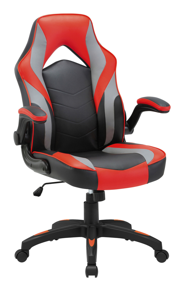 Image for Lorell Gaming Chair, 20 x 19-3/8 x 26-1/8 Inches, Red/Black/Gray from School Specialty
