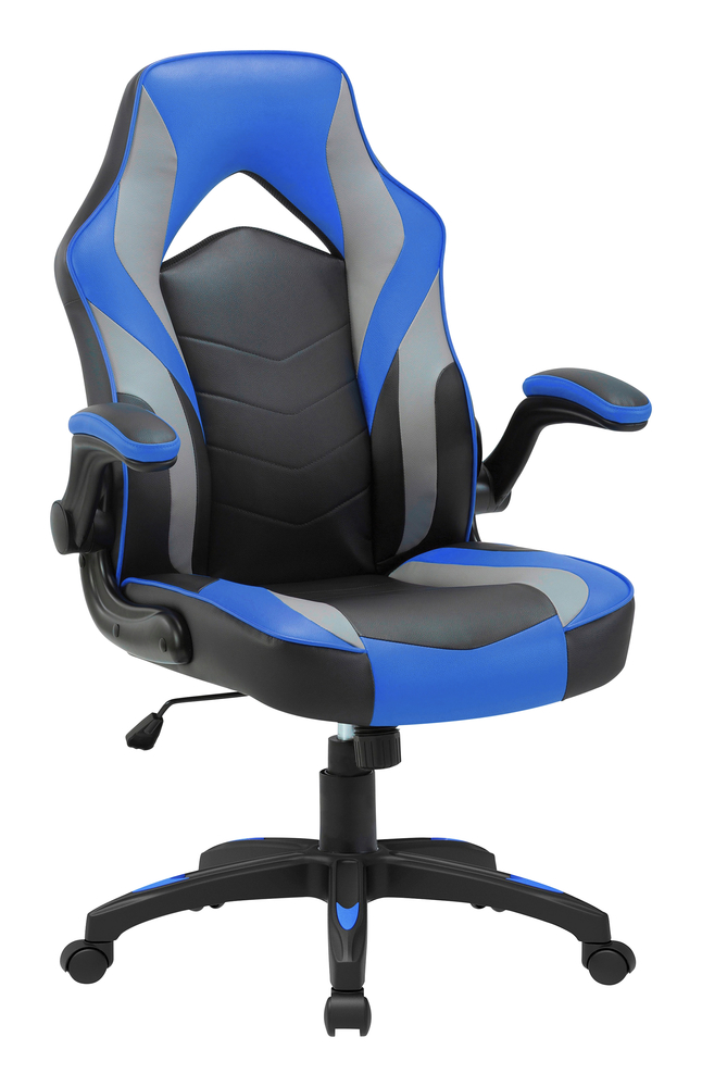 Image for Lorell Gaming Chair, 20 x 19-3/8 x 26-1/8 Inches, Blue/Black/Gray from School Specialty