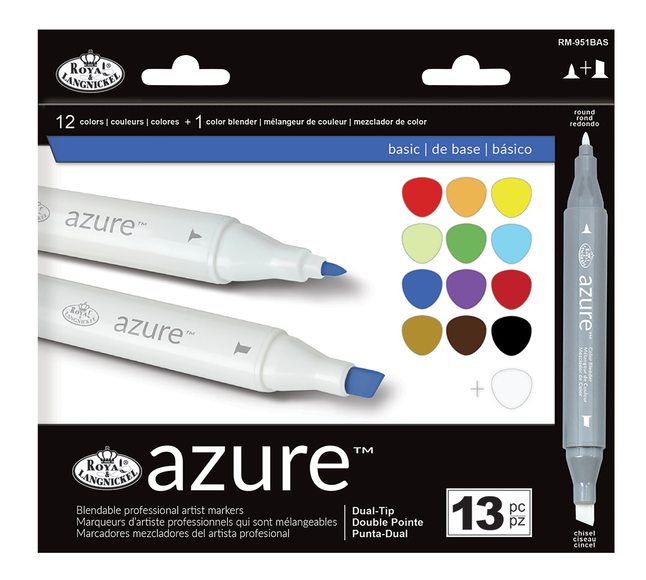 Royal Brush Azure Markers, Dual-Tip, Assorted Colors, Set of 13, Item Number 2104033