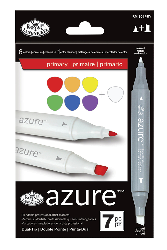 Royal Brush Azure Markers, Dual-Tip, Assorted Colors, Set of 7, Item Number 2104034