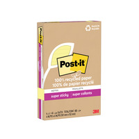 Post-it® 100% Recycled Super Sticky Line Notes, Canary, 4x6 in, 4 Pack, 45 Sheets per Pad, Item Number 2104169