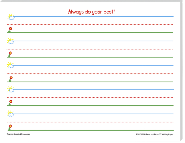 Teacher Created Resources Smart Start K-1 Writing Paper 100 Sheets