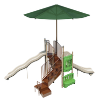 Ultra Play Timber Glen With Shade Play Structure With Ground Spike Anchor Kit, Natural Color, Item Number 2104586