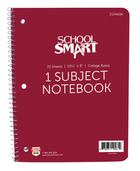 School Smart Spiral College Ruled Notebook, 8 x 10-1/2 Inches, Item Number 2104698